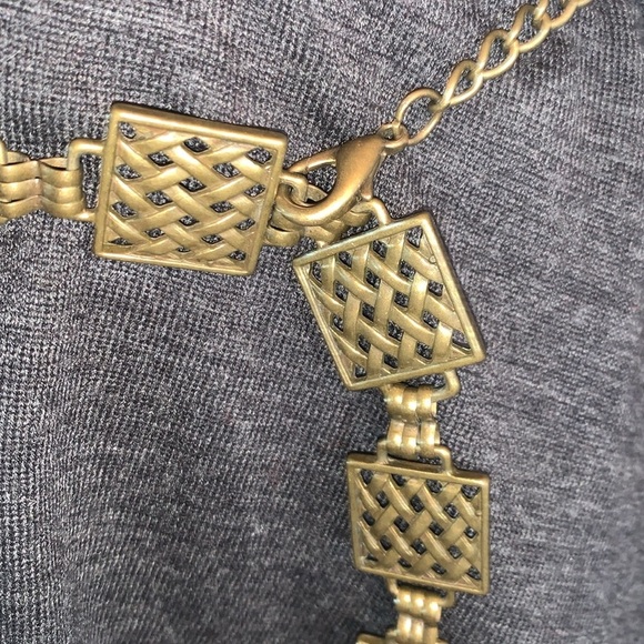 CONCHO BELT with brass lattice squares on chain, with snap. Adj. VTG OSFM main image 12